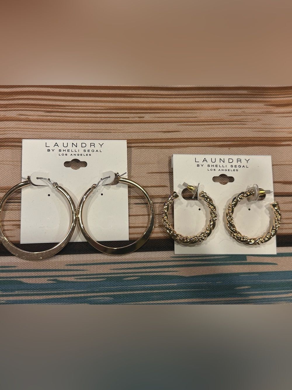 Laundry By Shelli Segal Gold Hoop Earring Duo — Smooth and Braided